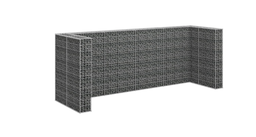 Mur En Gabion Pour Poubelles En Acier Galvanisé - RUIDA - 250x100x110 Cm - Grande Capacité De