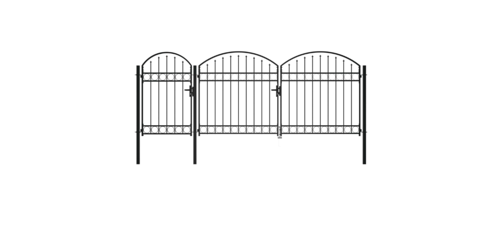 Portillon De Jardin En Acier Noir 100x250 Cm - Porte D'entrée Arquée Avec Serrure Pour Terrasse Et Patio
