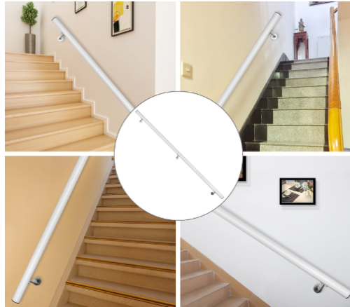 Rampe D'escalier Industrielle Galvanisée – Kit De Rampe Murale De 2 M Pour Intérieur/extérieur, Design De Tuyau Carré, Durable Et élégant