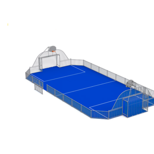 Terrain multisports, structure en acier galvanisé, 29x14 m., but 3x2m