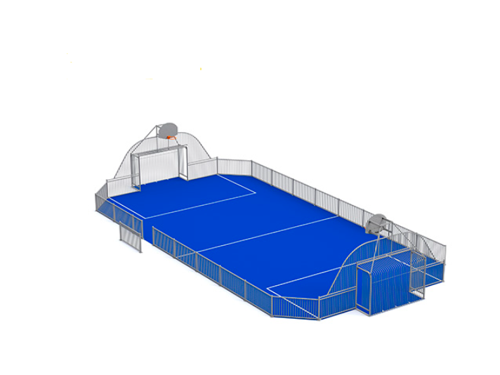 48 Terrain multisports, structure en acier galvanisé, 21x10 m., but 3x2m 22427 € HT